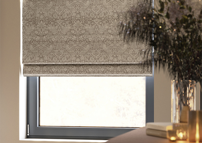 William Morris At Home Strawberry Thief, Woven Limestone - Roman Blind - Image 5